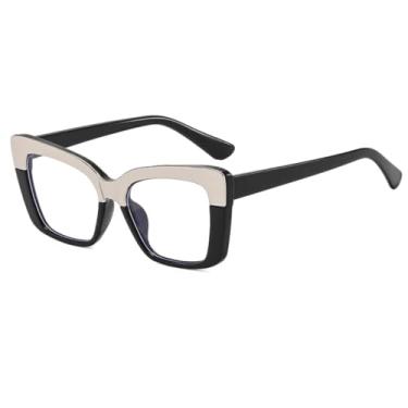 Imagem de Óculos de grau femininos da moda com armação transparente e lentes bicolor transparentes (preto)