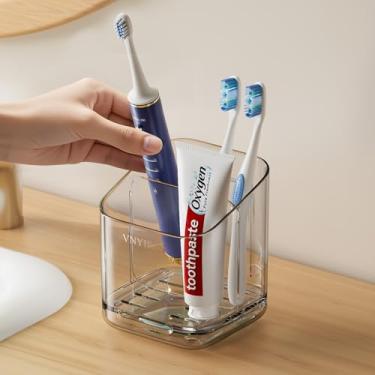 Imagem de Suportes de escova de dentes para banheiros, suporte de escova de dentes removível com 3 compartimentos, suporte de escova de dentes elétrico removível e organizador de pasta de dente para bancada