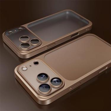 Imagem de Capa fosca transparente para iPhone 16 15 14 13 12 11 Pro Max Air, proteção contra impactos e capa traseira (para iPhone 15 Pro/Dourado Titânio)