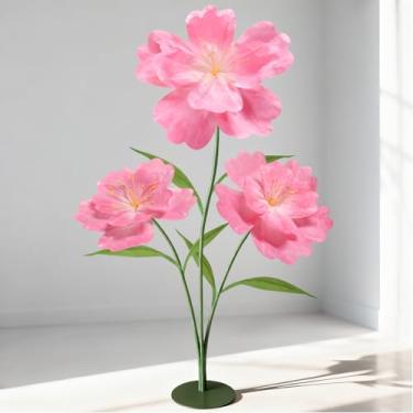Imagem de Hecaty Flores gigantes de papel artificial para decoração de 1,5 m, flores falsas grandes à prova d'água para casamento, floral, jardim, chá de bebê, decoração de festa de aniversário, vitrine