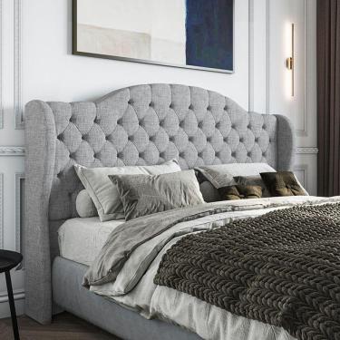Imagem de Cabeceira Estofada Casal 140 Cm Cristal Linho Cinza