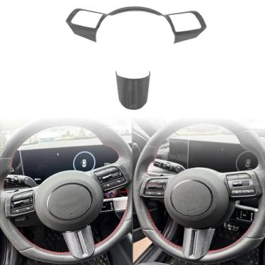 Imagem de JUIVEEL 2 peças de moldura de volante de carro de grão de madeira fosca moldura de proteção de painel de botão de volante compatível com acessórios Hyundai Sonata DN8 2024 【Não aplicável ao Sonata