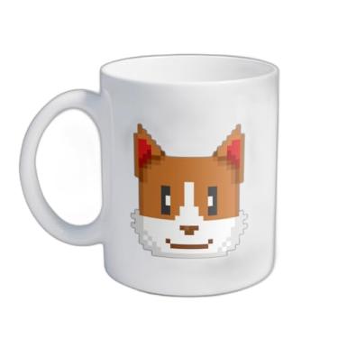 Imagem de Caneca Xícara de Café Porcelana 300ml Estilo Pixel Cachorro