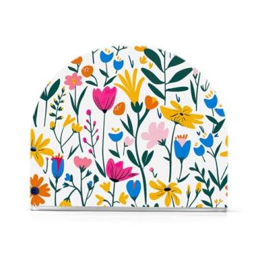 Imagem de Porta-guardanapos de banho de flores silvestres, suporte de guardanapo acrílico para mesas, suporte de guardanapo de pé para jantar cozinha restaurante decoração de casa acessórios de bar