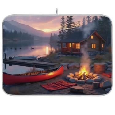 Imagem de Tapetes de secagem de pratos reversíveis para balcão de cozinha, tapete de café absorvente de cabine aconchegante, tapete de secagem rápida para cozinha, protetor de bancada de cozinha, 40 x 45 cm