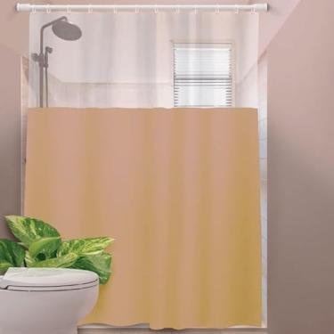 Imagem de Cortina de Box Banheiro Vinil com Ganchos – Cortina para Box Impermeável e Fácil de Limpar (SAIA BEGE)