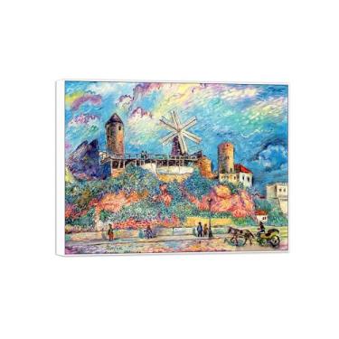 Imagem de BMZFYBS David Burliuk Famosas impressões em tela de arte de parede prontas para pendurar. Espana Mallorca. Pintura com moldura branca para decoração de sala de estar 50 x 65 cm 20 x 26 pol