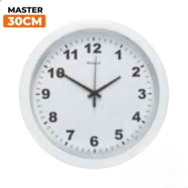 Imagem de Relógio de Parede Analógico Tic Tac 21/24/30cm - Cor Branco Preto, Funcionamento com Pilha AA, Ideal para Sala, Quarto e Escritório (MASTER 30 CM B/B)