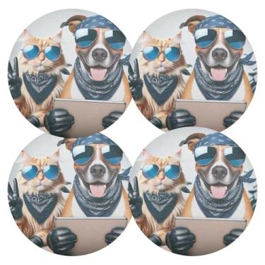 Imagem de Cool Pets Conjunto de 4 tapetes de mesa de PVC para selfie, 38 cm para mesa de cozinha, jogo americano antiderrapante para festa de Natal