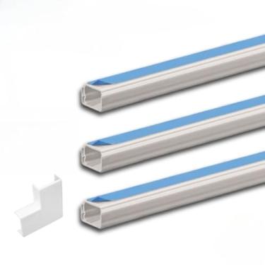 Imagem de Canaleta para Fio Adesiva Esconde Fios, Conector Emenda Organizadora de Cabos para Residência e Escritório Para Moradores e Profissionais(Kit 4 Metros + 2 Cotovelos)