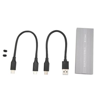 Imagem de Cryfokt Gabinete SSD SATA Desempenho de Alta Velocidade para Unidades 2242, Compatível Com UASP, Design Fino, Caixa de Liga de Alumínio para Entusiastas de Armazenamento de Dados (Cabo Tipo A para C