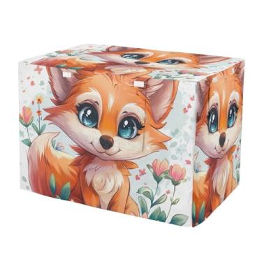 Imagem de Capa de caixa de cachorro fofas flores de raposa de desenho animado à prova de vento, resistente a UV para donos de cães grande
