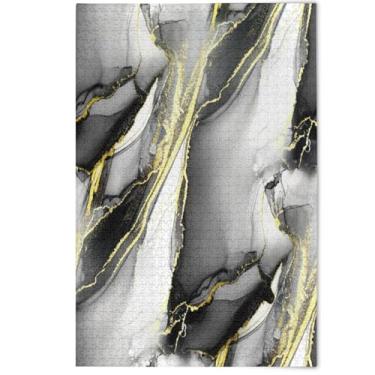 Imagem de Quebra-cabeça 1000 peças adulto estética redemoinho preto dourado quebra-cabeça engraçado criativo colorido cenário animal arte decoração, 1000 peças, 75 x 50 cm