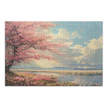 Imagem de Quebra-cabeça de flor de cerejeira para adultos com letras nas costas 1000 peças