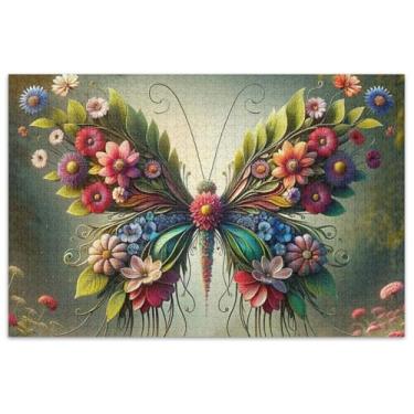 Imagem de Quebra-cabeça divertido de borboleta, flores, 500 peças, para adultos, elefante branco, exclusivo para adultos, jogos, arte