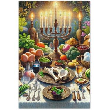 Imagem de Quebra-cabeça para adultos com estampa festiva de comida festiva 500 peças elefante branco divertido quebra-cabeça brinquedo artístico, 51 x 35 centímetros