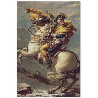 Imagem de Quebra-cabeça de cavalo neoclássico Napoleão para adultos 1000 peças presentes engraçados para jogo de elefante branco, quebra-cabeças grandes, pintura de arte floral, 75 x 40 cm