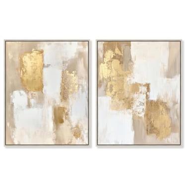 Imagem de Golden Enigma Impressão em Tela Boho Decoração de Parede Conjunto de 2 por Art Remedy, Moldura Prata, 61 x 76 cm