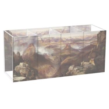 Imagem de TSENQUE Thomas Moran American Grand Canyon Colorado River Suporte de lápis de mesa fofo personalizado arte acrílica copo de lápis organizador de papelaria decorativo material de escritório decoração