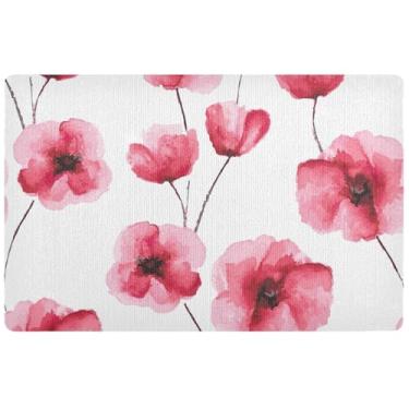 Imagem de TSENQUE Tapete de flores em aquarela de papoula para outono fofo tapete de outono para ambientes externos tapetes lamacentos para cães grandes tapetes internos para entrada de casa 81 x 50 cm