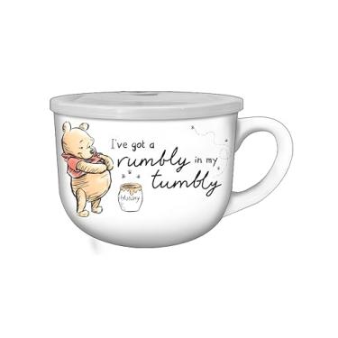 Imagem de Silver Buffalo Caneca de sopa de cerâmica Winnie the Pooh Rumbly Tumbly 680 g com tampa de plástico ventilada