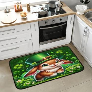 Imagem de Tapete de cozinha para o dia de São Patrício, antiderrapante, lavável, tapete macio absorvente, tapetes de boas-vindas para interior, entrada, piso, pia, banheiro, lavanderia, decoração de festival de