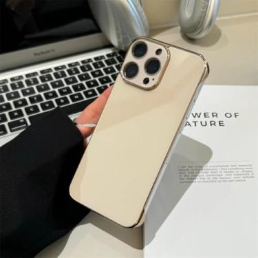 Imagem de Capa de luxo ultrafina em vidro temperado para iPhone 16 15 14 12 13 Mini 11 Pro Xs Max X Xr 15 16 Plus, capa protetora rígida (para iPhone 16 Pro/Dourada)