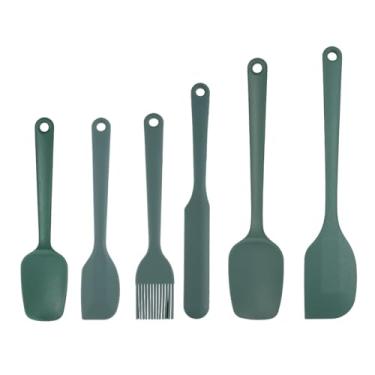 Imagem de Conjunto de espátulas de silicone de 6 peças, núcleo antiaderente e de aço inoxidável, livre de BPA, pode ser lavado na lava-louças, utensílios de cozinha para assar, cozinhar e misturar (verde)