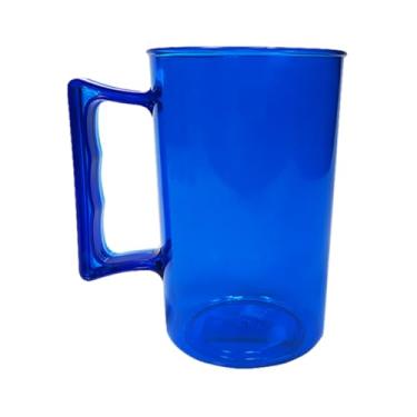 Imagem de Kit 10 Unidades Caneca Liso Chopp Bebidas Acrílico Copo Com Alça Para Cerveja 350ml (Azul)