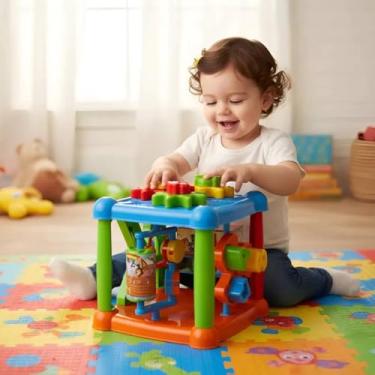 Imagem de Brinquedo Blocos Interativos Educativo Letras e Peças Interativas Para Desenolvimento Infantil Na Caixa Divplast