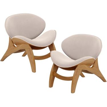 Imagem de Kit 2 Poltronas Decorativa Orgânica Sala Living Kadosh L02 Suede Bege - Lyam Decor