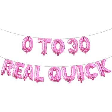 Imagem de Banner de balão rápido de 0 a 30, decorações de aniversário de 30 anos para ele, decorações engraçadas de festa de 30 anos, decorações de aniversário de 30 anos (0 A 30 corações rosa REAL RÁPIDO)