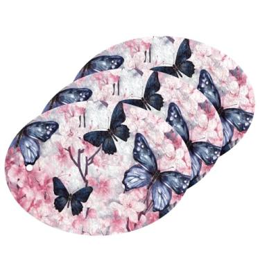 Imagem de CEBUGI Esponjas de limpeza que não arranham, pacote com 3 esponjas de cozinha para lavar pratos, materiais de limpeza para cozinha, banheiro, casa de banho (flores de borboleta)