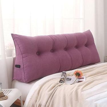 Imagem de Travesseiro grande para cabeceira, cama, leitura, triângulo, encosto, almofada, triangular, cabeceira, suporte para cabeceira, almofada lombar para sofá de dia, roxo, 60 x 50 x 23 cm