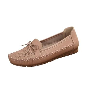Imagem de Sapato feminino moderno casual bordado com sola macia sem cadarço para mães sapatos casuais leves, rosa, 34
