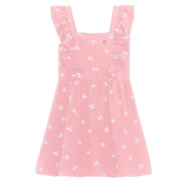 Imagem de Vestido infantil menina de cerejas Brandili, 10, Rosa