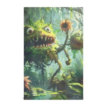 Imagem de Conjunto de toalhas de prato Jungle Monsters Adventure decoração de cozinha toalhas de mão de chá fofas panos de prato panos absorventes 45 x 71 cm, 1 pacote