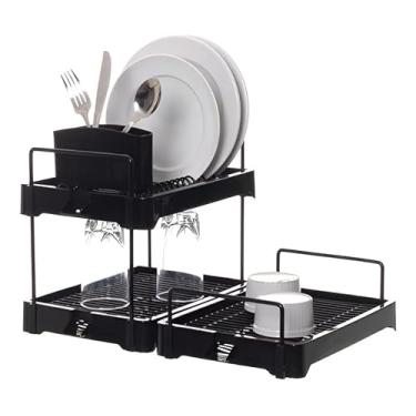 Imagem de Escorredor de louça grande para pratos, xícaras e talheres - Preto