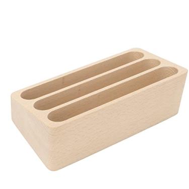 Imagem de Generic Suporte de Cartão de Visita de Madeira Elegante 3 Slots Alta Estabilidade Faia Cartão de Nome Expositor para Salão de Escritório