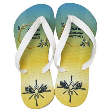 Imagem de Chinelo Personalizado Pomba Espírito Santo Crisma Batismo - Hira Desig