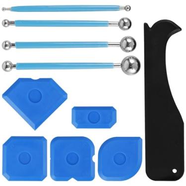 Imagem de 10 peças kit de ferramentas de calafetagem reutilizável selante ferramenta de acabamento calafetagem selante manual calafetagem acabamento argamassa selagem bola de metal azulejo