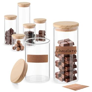 Imagem de ULAB Conjunto De Recipientes Vidro Para Alimentos Com 3,5 Mm Espessura E Tampa, Pacote 5 Potes Transparentes Armazenamento Vários Tamanhos, Herméticos Biscoitos, Doces Grãos Café, Usj1008