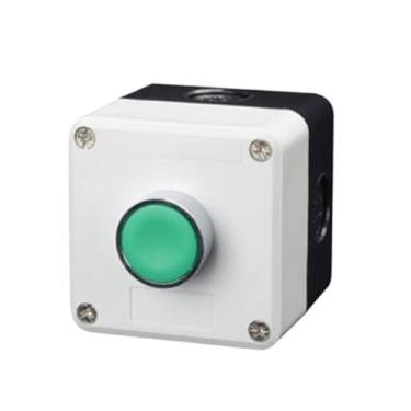 Imagem de SKXMOD Novo botão de metal XB2 caixa de controle Start Stop Símbolo de identificação industrial auto reset interruptor de parada circular de emergência (1 furo)