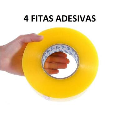 Imagem de Kit 4 Fita Adesiva Larga Transparente 300 Metros Durex Correios  Marke