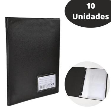 Imagem de Kit 10 Pastas Catalogo Com 10 Envelopes Plásticos Acp