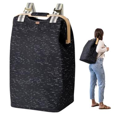 Imagem de CleverMade Cesto dobrável para mochila de lavanderia – Black Birch 45L / 12 Gal 13,6 kg – Organizador de armazenamento com alça para organização doméstica