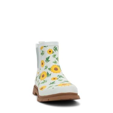 Imagem de Western Chief Bota de chuva Chelsea feminina impermeável com elástico e sola de borracha – Elegante e funcional para dias chuvosos, Estampa de girassol, 35