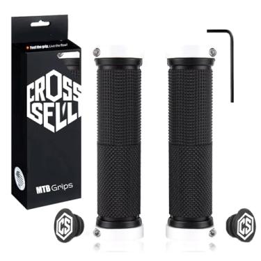 Imagem de CROSSSELL Punhos de guidão de bicicleta com trava dupla – Pegas de bicicleta de borracha antiderrapante premium para MTB, Mountain Bike, Downhill e BMX – Design de duas cores, alças ergonômicas de