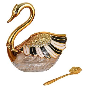 Imagem de Bothyi açucareiro, saleiro e pote para temperos em formato de cisne, fácil de limpar, decoração de mesa com colher inclusa, ideal para buffet, cozinha e, Style C