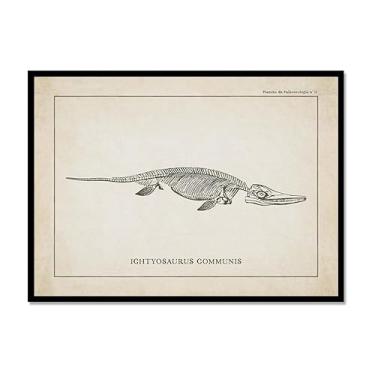 Imagem de Arte de parede de esqueleto de dinossauro vintage, paleontologia, pôsteres em tela, fósseis de dinossauro, impressões artísticas, esboços, fotos, decoração de quarto de menino (SKU7,8 x 30,5 cm = (20